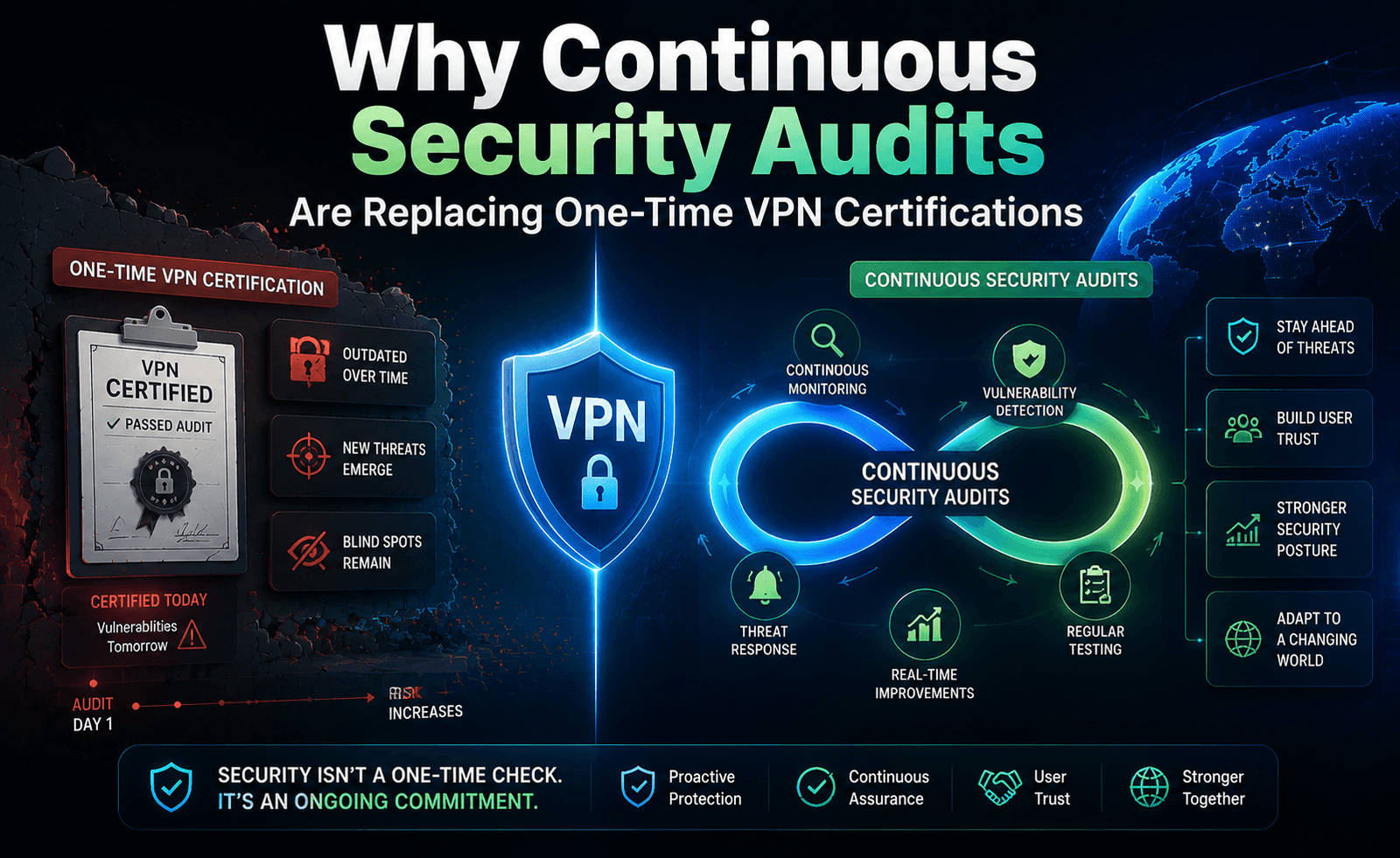 Why Continuous Security Audits Are Replacing One-Time VPN Certifications